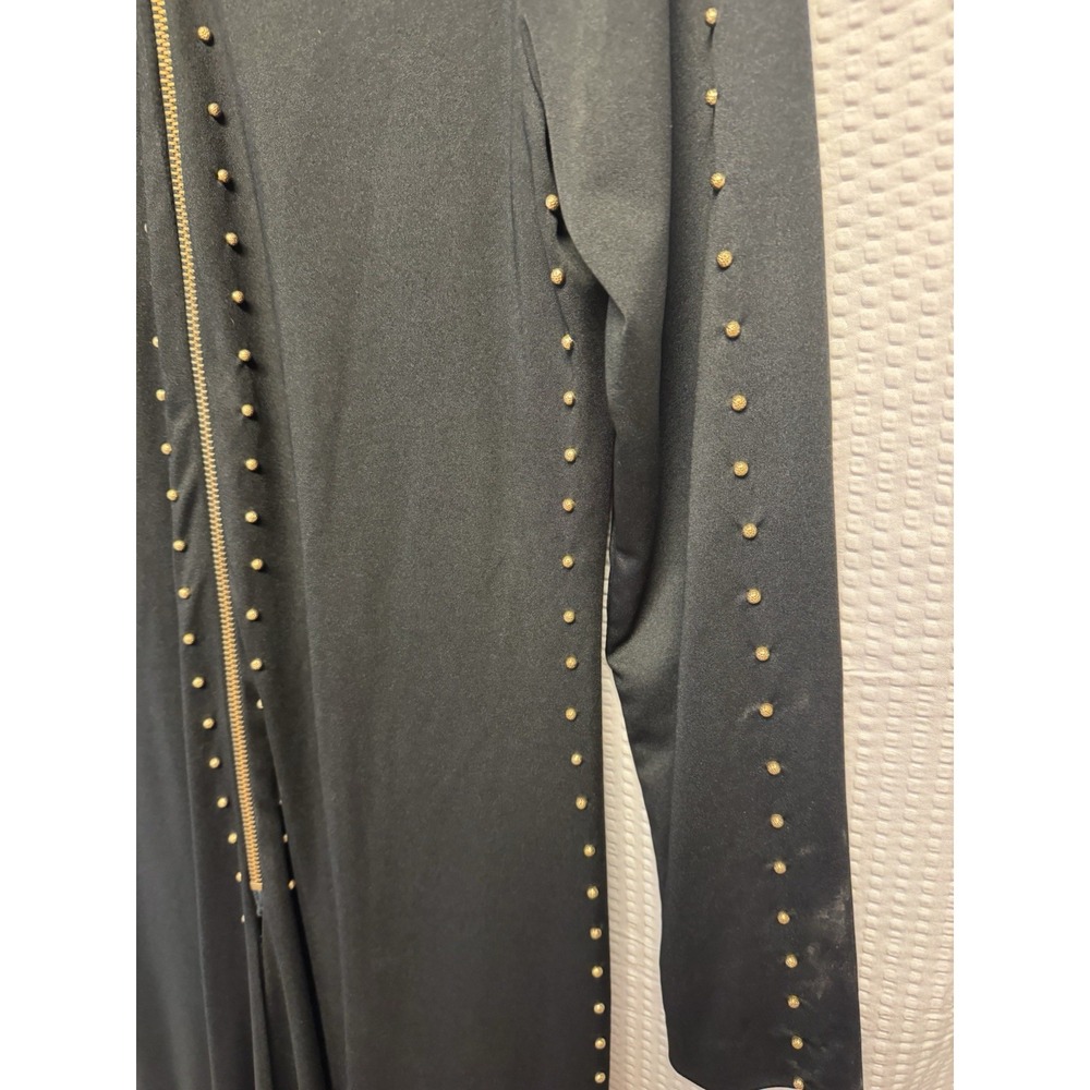 Vintage 1970s Bernie Bee New York Wide Leg Palazzo Jumpsuit Black Studded Zip MD - Picture 14 of 16